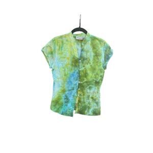 Tie Dye Button Up Shirt | Women’s Shirt | Geode Tie - Ice Dye | Upcycled Fashion